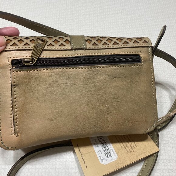 NWT Patricia Nash Small Latice Leather Olive Brown Oil Rubbed Crossbody - Picture 7 of 14
